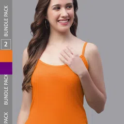 Friskers Pack Of 2 Cotton Scoop Neck Bio-Wash Camisoles-picture-38