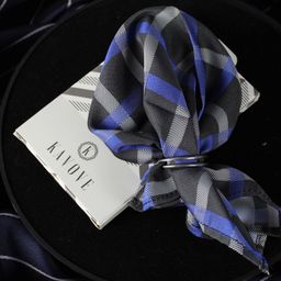 KOVOVE Men Black & Blue Checked Pocket Square-image-130