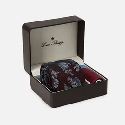 Louis Philippe Men Maroon Printed Accessory Gift Set-image-85