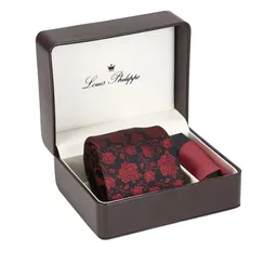 Louis Philippe Men Maroon Printed Accessory Gift Set-image-87