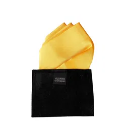 Alvaro Castagnino Men Yellow Solid Pocket Square-image-77