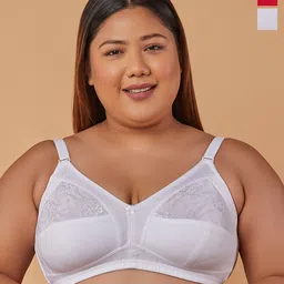 Maashie Pack of 2 M Frame Full Coverage Non Padded Non Wired Lace Bra-12