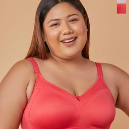Maashie Pack of 2 Cotton Double Layered Cups Non Padded Non Wired Everyday Minimizer Bra-picture-32
