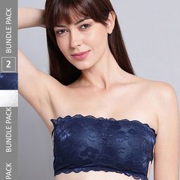 PIBU Pack Of 2 Full Coverage Non Padded Non-Wired Bandeau Bra With 360 Degree Support-13