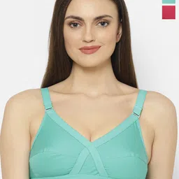 Floret Pack Of 2 Full Coverage Non Padded Cotton Minimizer Bras With All Day Comfort-68
