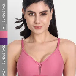 Aimly Pack Of 2 Full Coverage Non Padded Cotton Bras With All Day Comfort-26