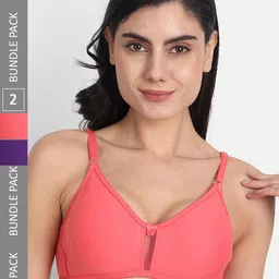 Aimly Pack Of 2 Seamless Non-Padded Non-Wired Full Coverage Cotton T-Shirt Bra-23