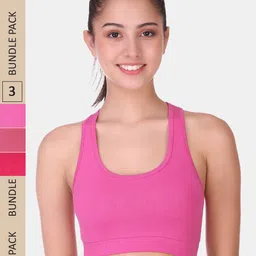 POOJA RAGENEE Pack Of 3 Non Padded Full Coverage All Day Comfort Seamless Sports Bra-picture-15