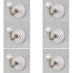 IndianShelf White and Blue 6 Pieces Ceramic Stripped Printed Wall Holder-29