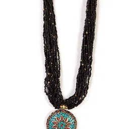 Bamboo Tree Jewels Black & Gold-Toned Necklace-picture-11