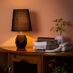 Pinecraft INTERNATIONAL Black & Brown Table Lamp with Shade-28