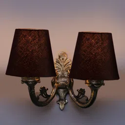 Devansh Gold-Toned Dual Antique Frustum-Shaped Wall Lamp with Black Shade-image-24