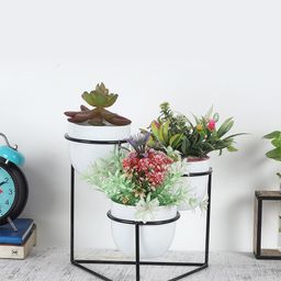 Amaya Decors Black & White Solid Traingle Stand Planter-28