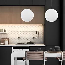 Whiteray Black & White Contemporary Spherical Shaped Ceiling Lamp-picture-18