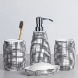 OBSESSIONS Pack of 4 Black & White Polyresin Bathroom set-54