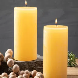 Aromatic Fables 2-Pcs Yellow Citrus Scented Pillar Candles-image-22
