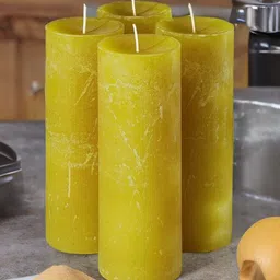Aromatic Fables Yellow 4 Pieces Citrus Scented Pillar Candles-image-56