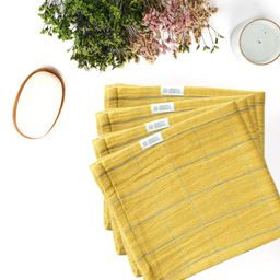 Doctor Towels 4 Pcs Mustard Yellow Checked Banana Double Cloth Face Towels-picture-13