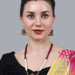 DEGHLAM Gold-Plated Beaded Artificial Stones Studded Temple Jewellery Set-13