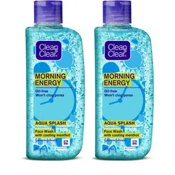 Clean&Clear Set Of 2 Morning Energy Oil Free Aqua Splash Face Wash - 100 ml Each-13