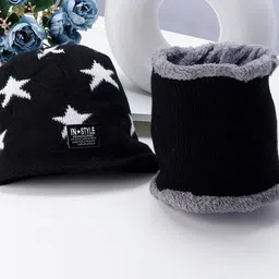 PASSION PETALS Kids Printed Woollen Beanie With Scarf-image-65