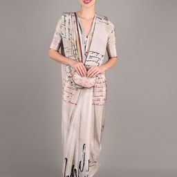 ODETTE Typography Printed Silk Blend Saree-22