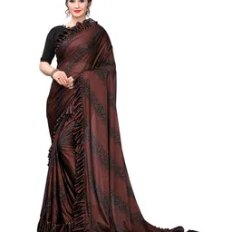 Mitera Abstract Printed Ruffles Saree-image-15