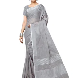 Rekha Maniyar Grey Melange Woven Design Zari Linen Blend Saree-image-29