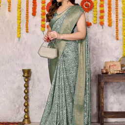 KALINI Floral Printed Zari Saree-33