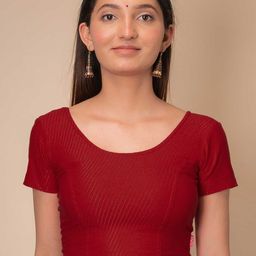 Bindigasm's Advi Self Designed Texture Cotton Stretchable Slip On Saree Blouse-picture-3