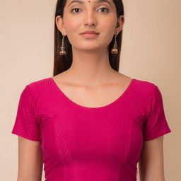 Bindigasm's Advi Self Designed Texture Cotton Stretchable Slip On Saree Blouse-image-23