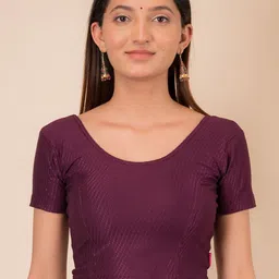 Bindigasm's Advi Self Designed Texture Cotton Stretchable Slip On Saree Blouse-image-81