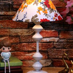 foziq White & Red Printed  Table Lamps-36
