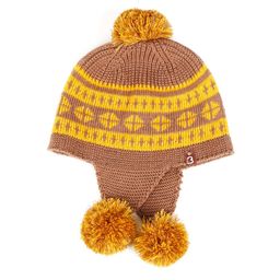 Bharatasya Unisex Kids Brown & Yellow Printed Acrylic Beanie Cap-image-90