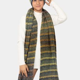 513 Girls Knitted Self Design Acrylic Beanie Cap and Muffler Set-image-95