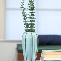 MARKET99 Sea Green & Golden Textured Ceramic Flower Vase-image-42