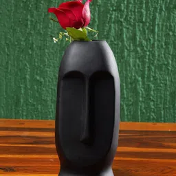 PUREZENTO Viso Black Face Shaped Ceramic Flower Vase-image-59