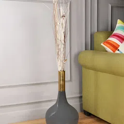 Decor de Maison Grey & Brown Brass Flower Vase-image-48
