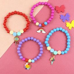 Asthetika Kids Set Of 4 Girls Beaded Elasticated Bracelets-21