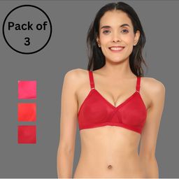 Aimly Pack Of 3 Medium Coverage Non Padded Cotton Everyday Bra With All Day Comfort-10