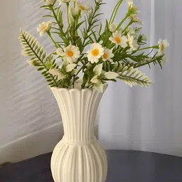 Art Street White Striped Ceramic Decorative Flower Vase-11