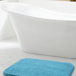 OBSESSIONS Teal Blue Solid GSM 2200 Bath Rug-image-4