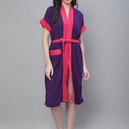 ELEVANTO Shawl Collar Bath Robe-image-49