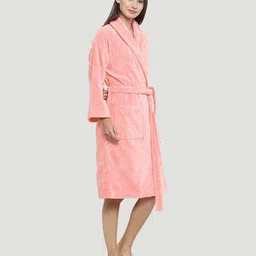 MYTRIDENT Women Peach Pure Cotton Bath Robe-52