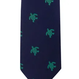 The Tie Hub Men Navy Blue & Green Woven Design Broad Tie-picture-42