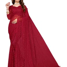 SAADHVI Floral Woven Design Net Saree-picture-39