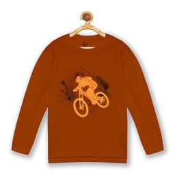 KiddoPanti Boys Rust Printed T-shirt-image-63