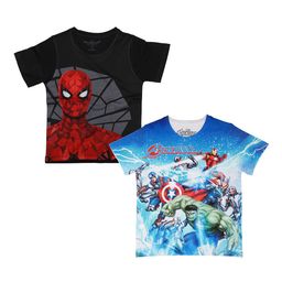 Marvel by Wear Your Mind Boys Pack Of 2 Avengers & Spiderman Printed Round Neck T-shirts-image-88