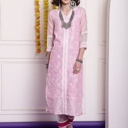 Tulsattva Floral Embroidered Chanderi Silk Kurta-image-51