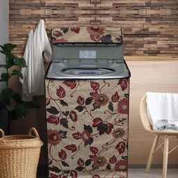 DREAM CARE Beige & Maroon Printed Waterproof & Dustproof Top Load Washing Machine Cover-42